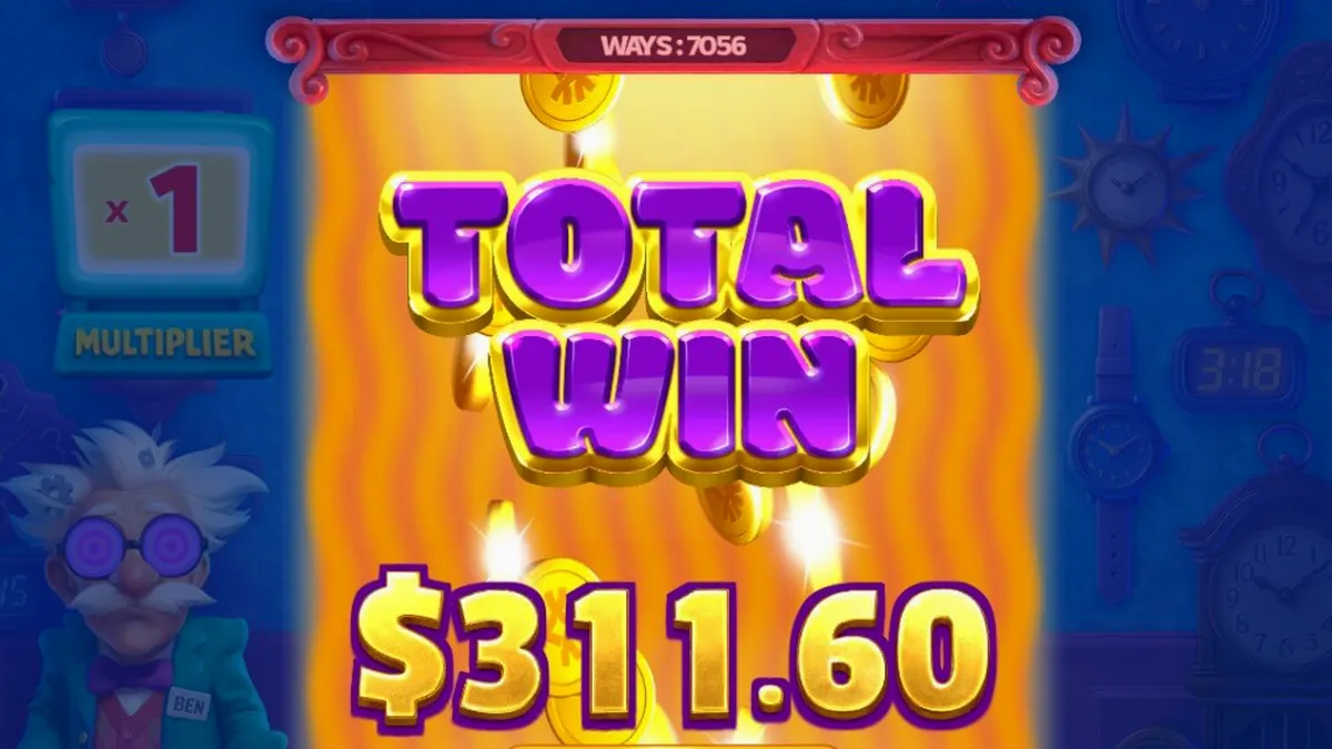 Tampilan visual slot Coo Coo Cashoo dengan tema bengkel jam eksentrik