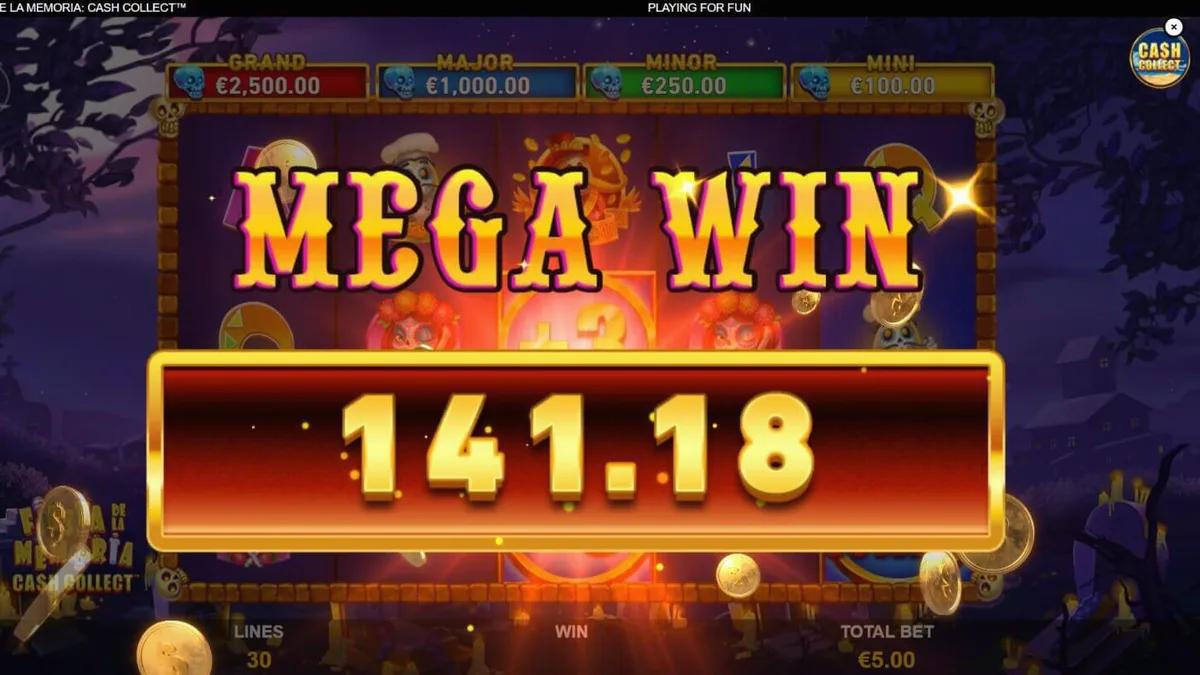 Tampilan visual slot Fiesta de la Memoria Cash Collect dengan tema perayaan Meksiko